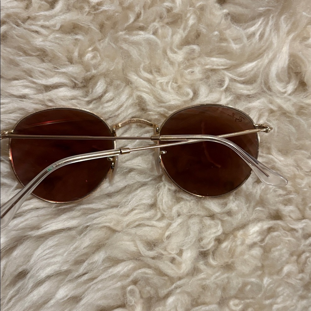 Ray-Ban ROUND FLASH LENSES Matte Gold Brown lenses - Picture 7 of 9